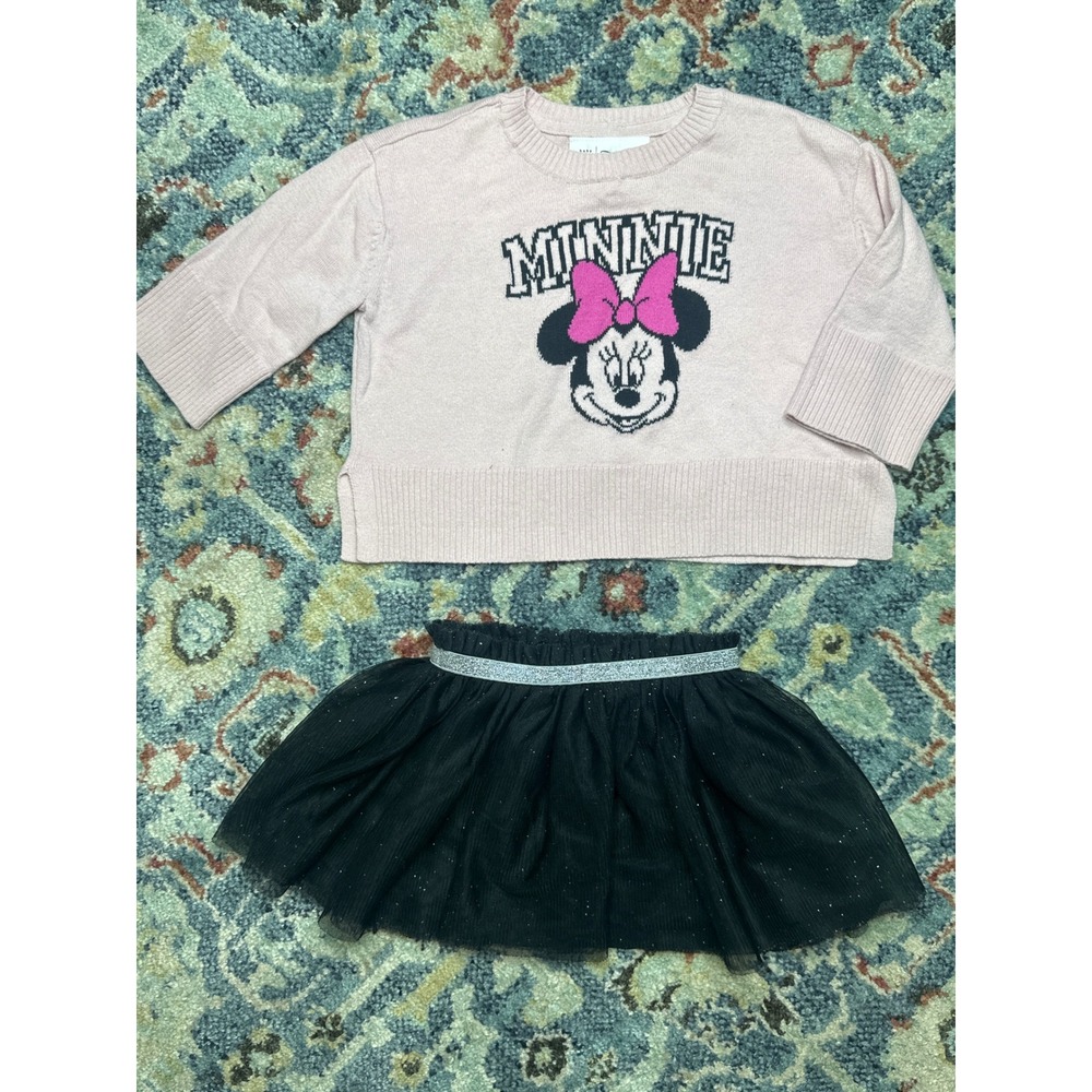 Baby Gap Disney Minnie Mouse Sweater Cat & Jack Skirt Set Girls 12M Pink